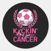 がんサッカーピンクリボン乳房の缶のためにそれをキックイン ラウンドシール (正面)