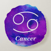 がんシンボルパープルブルー宇宙星雲 ラウンドクッション (裏面)