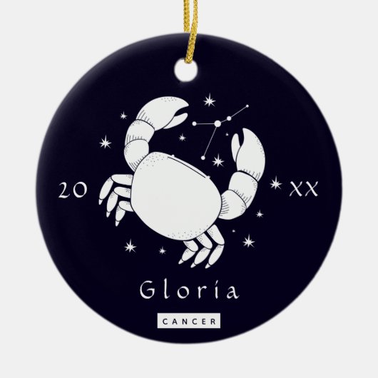 がんシンボル〔占星術の〕十二宮図誕生日星印名年 セラミックオーナメント (正面)