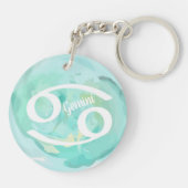 がんパーソナライズされた水色〔占星術の〕十二宮図標識 キーホルダー (裏面)