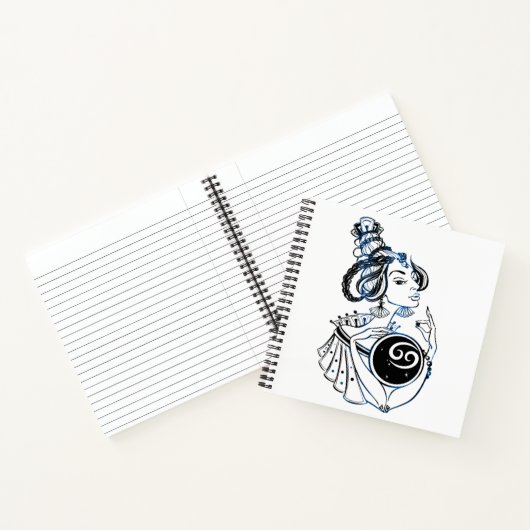 がんパーソナライズされた〔占星術の〕十二宮図アールデコレディ ノートブック (内部)