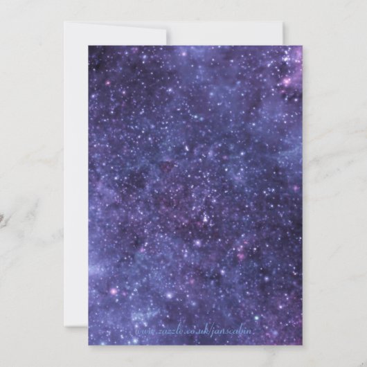 がんパーソナライズされた〔占星術の〕十二宮図銀河系パーティー 招待状 (裏面)