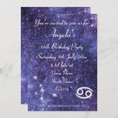 がんパーソナライズされた〔占星術の〕十二宮図銀河系パーティー 招待状 (正面/裏面)