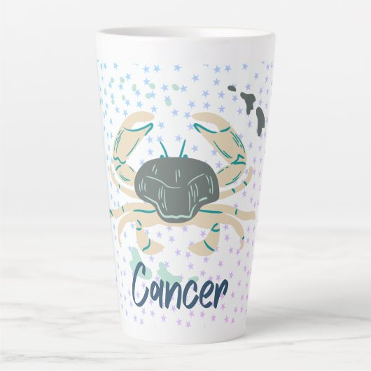 がんモダンカニ〔占星術の〕十二宮図ラテマグカップ カフェラテマグ (正面)