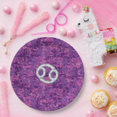 がんモダン〔占星術の〕十二宮図徴候ピンクデジタルカモフラージュ ペーパープレート (パーティー)