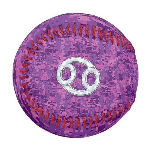 がんモダン〔占星術の〕十二宮図徴候ピンクデジタルカモフラージュ 野球ボール (正面左)