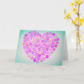 がんユニーク勇気付けられるピンクハートカード カード (黄色い花)