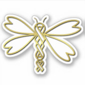 がんリボンを持つトンボ シール (正面)