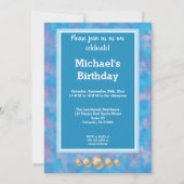 がん初の誕生日金ゴールド&バルーン&ゾディア徴候 招待状 (裏面)