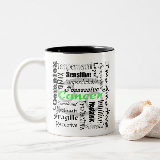 がん占星術〔占星術の〕十二宮図占星術コラージュパターン ツートーンマグカップ (ドーナツ)