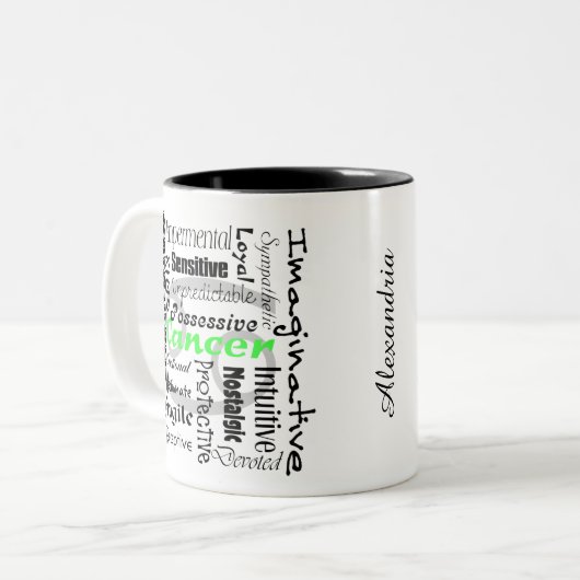 がん占星術〔占星術の〕十二宮図占星術コラージュパターン ツートーンマグカップ (正面左)