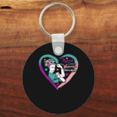 がん女性戦士パープルピンクリボン認識度 キーホルダー (正面)