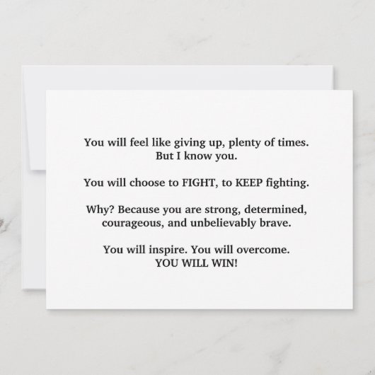 がん患者の勇気付けられる – ブレイブリーは美しい カード (裏面)