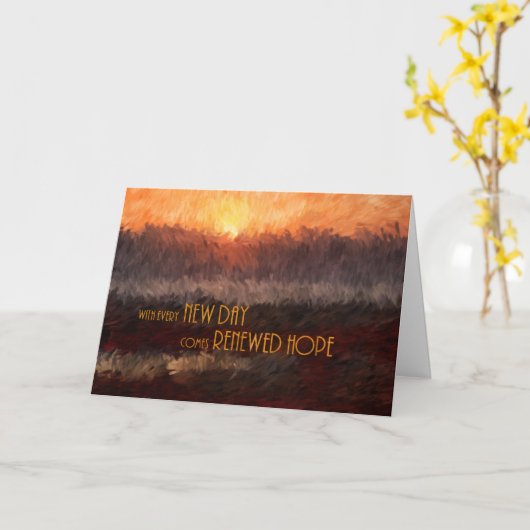 がん患者の新たな希望の日の出に向けて回復する カード (黄色い花)