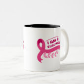 がん患者へのギフト私はサバイバーピンク色 ツートーンマグカップ (正面右)