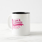 がん患者へのギフト私はサバイバーピンク色 ツートーンマグカップ (正面左)