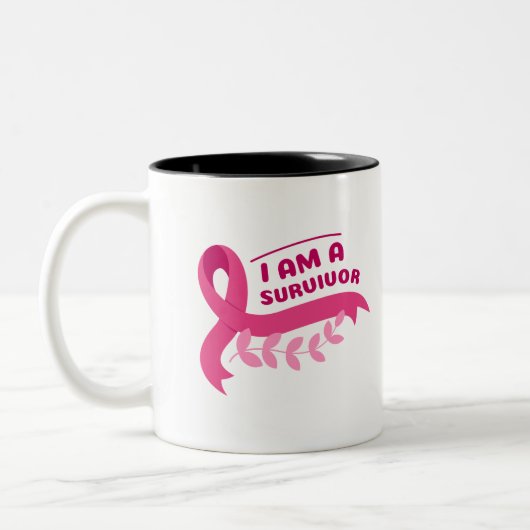 がん患者へのギフト私はサバイバーピンク色 ツートーンマグカップ (左)