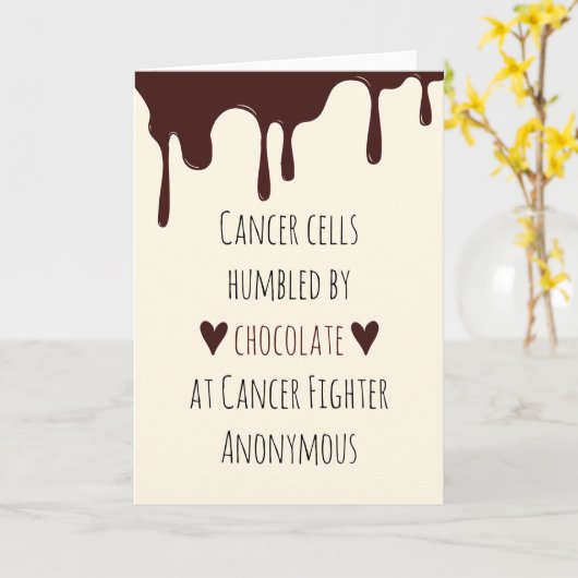 がん患者ユーモア、チョコレートのがんファイター カード (黄色い花)