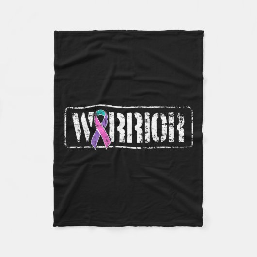 がん戦士 – 軍隊スタイル認識度リボン フリースブランケット (正面)
