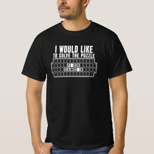 がん支援ホイールタイポグラフィーパズルクォート Tシャツ (正面)