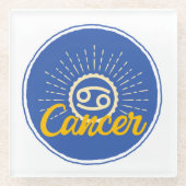 がん星占い標識バッジ ガラスコースター (正面)