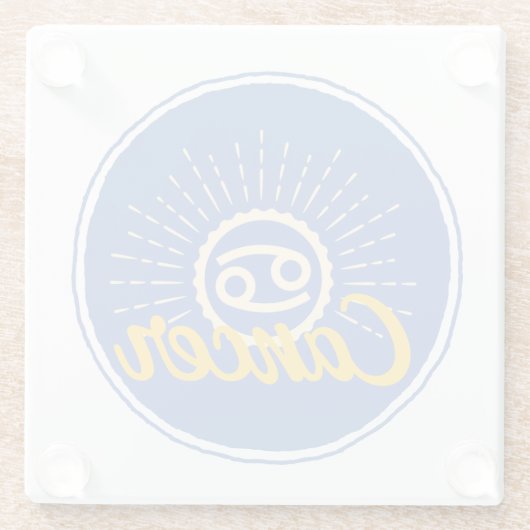 がん星占い標識バッジ ガラスコースター (裏面)