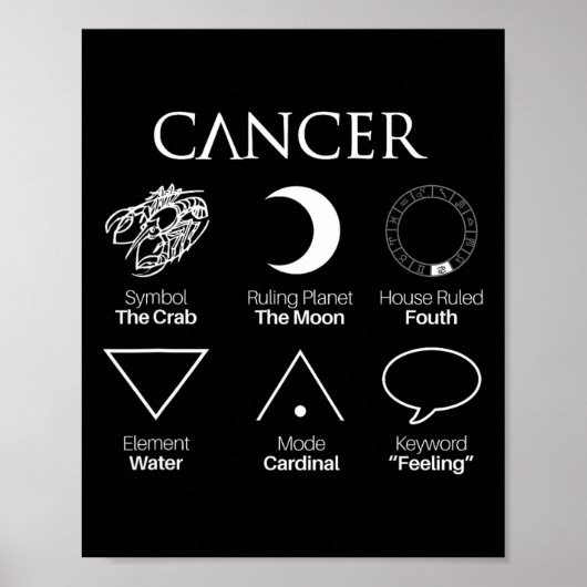 がん星占い〔占星術の〕十二宮図記号 ポスター (正面)