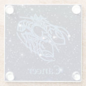 がん星座と〔占星術の〕十二宮図徴候（星付き） ガラスコースター (裏面)