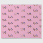 がん星標識包み紙ピンク背景 ラッピングペーパー (フラット)