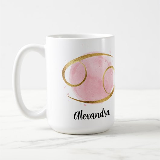 がん水色〔占星術の〕十二宮図デザインコーヒー コーヒーマグカップ (左)