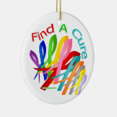 がん治療のリボンカラフルを見つける セラミックオーナメント (右)