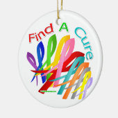 がん治療のリボンカラフルを見つける セラミックオーナメント (左)