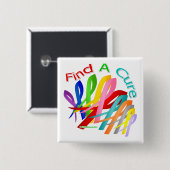 がん治療のリボンカラフルを見つける 缶バッジ (正面&裏面)