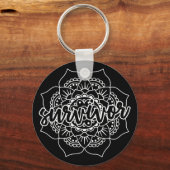 がん生存者の白の曼荼羅 キーホルダー (正面)