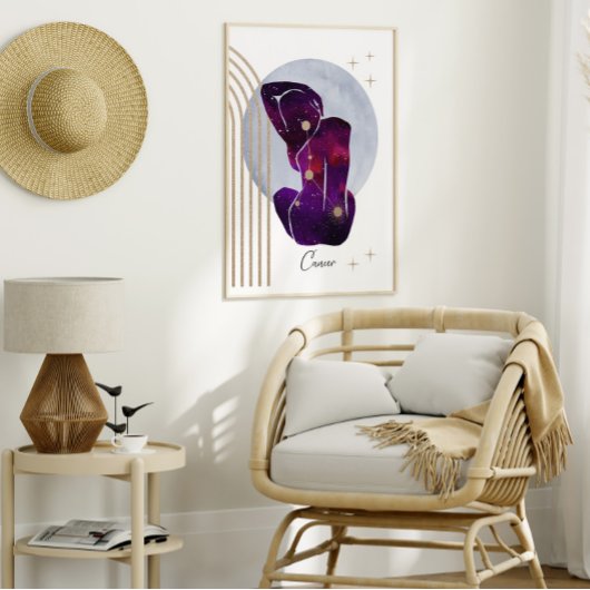 がん紫フェミニン〔占星術の〕十二宮図デザイン ポスター