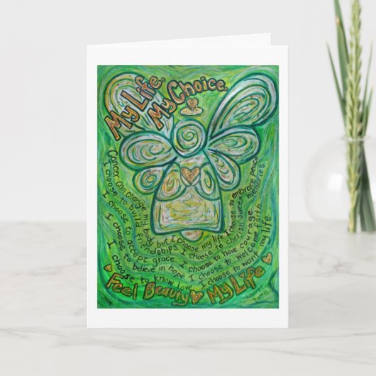 がん詩グリーンエンジェルカスタムグリーティングカード シーズンカード (正面)