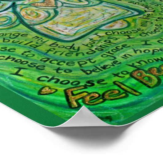 がん詩グリーンエンジェル絵画ズ・アートプリントポスター ポスター (角)