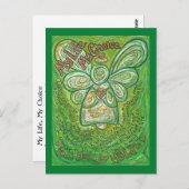 がん詩グリーンガーディアンエンジェルアートポストカード ポストカード (正面/裏面)