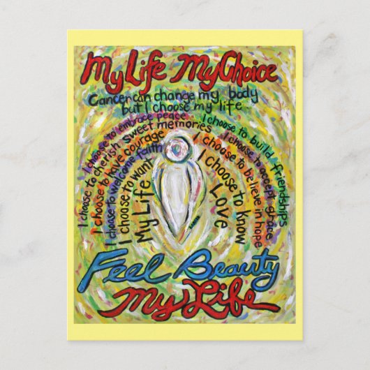 がん詩ホワイトガーディアンエンジェルアートポストカード ポストカード (正面)