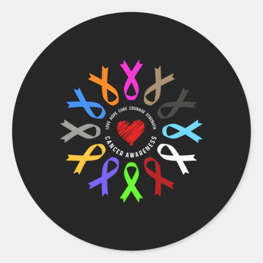 がん認識度ががんリボンと闘う ラウンドシール (正面)