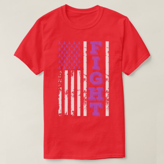 がん認識度が7月H日米国国旗と闘う Tシャツ (デザイン正面)