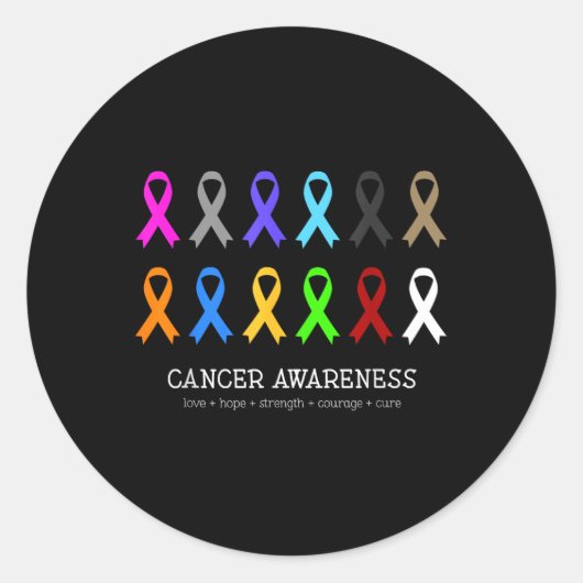 がん認識度の服 – Fight Cancer Ribbon ラウンドシール (正面)