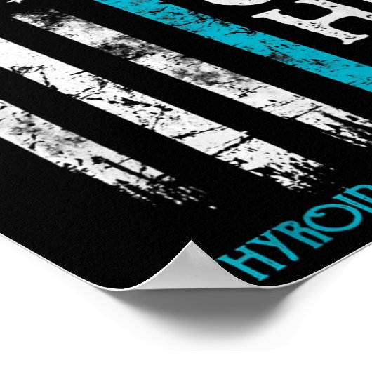 がん認識度ブルーピンクティール(緑がかった色)リボン戦闘旗 ポスター (角)