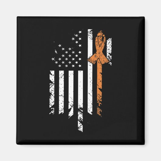 がん認識度ヴィンテージ米国国旗 マグネット (正面)