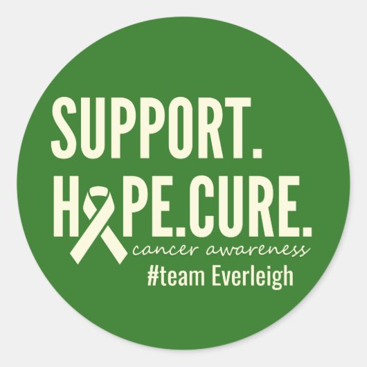 がん認識度支援名前をカスタムするシール ラウンドシール (正面)