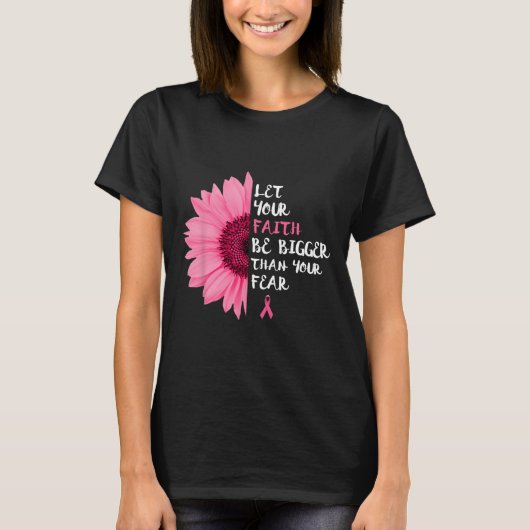 がん認識度月花ピンクリボン女性 Tシャツ (正面)