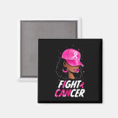 がん認識度黒人女性戦士ピンクのサポート マグネット (正面/裏面)