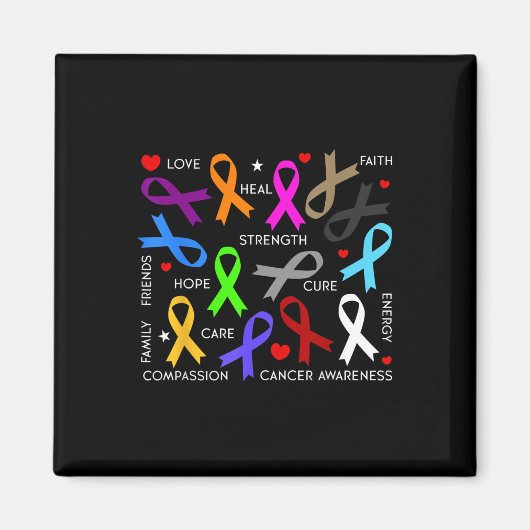 がん認識度 – がんリボンとの闘い マグネット (正面)