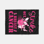 がん認識度-ボーリングがピンクリボンを打ち消す フリースブランケット (正面(横))