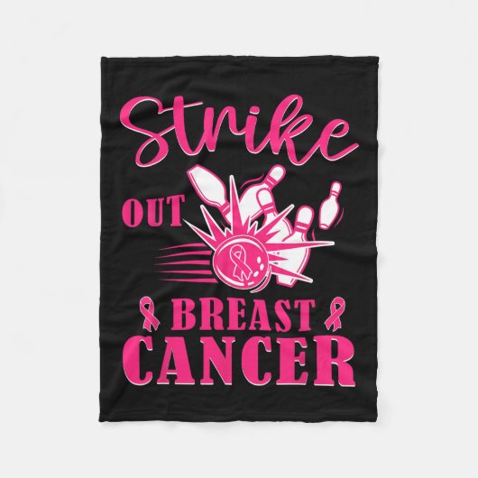 がん認識度-ボーリングがピンクリボンを打ち消す フリースブランケット (正面)